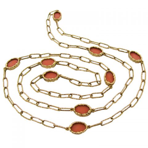 18k Coral Longchain, French, c1970