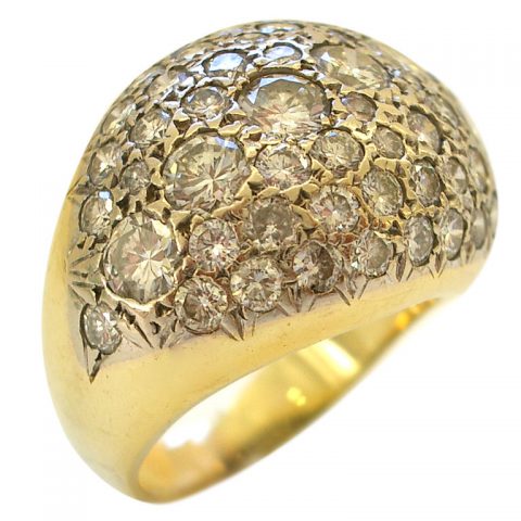 18k Gold and Diamond Bombe Ring