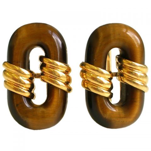 18k Gold and Tiger's Eye Cufflinks by Cartier, circa 1970