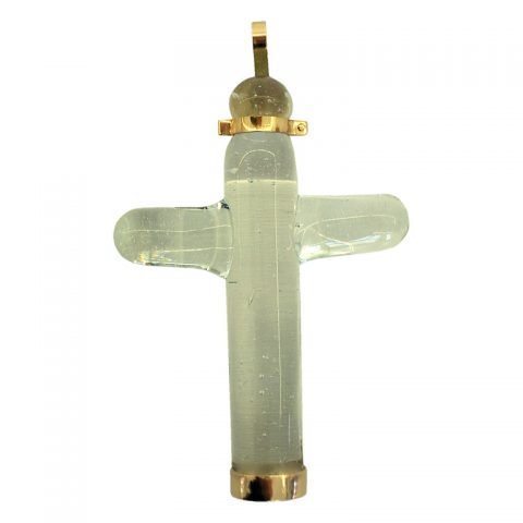 18kyg and Glass Cross by Gucci c1970