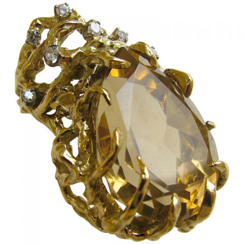 Quartz and Diamond Cocktail Ring