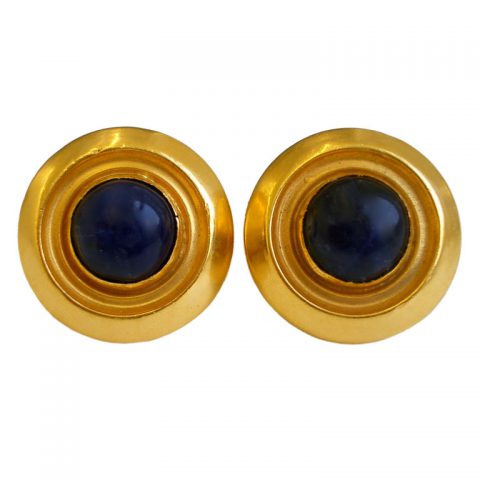 18k Gold and Sodalite Earrings by Lalaounis