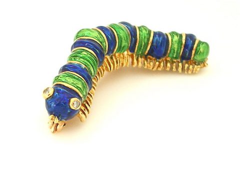 CARTIER 1960'S Gold Enamel and Diamond Whimsy Pin
