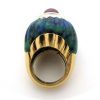 DAVID WEBB, A Gold, Ruby and Azure-Malachite Bombe Ring - Image 2