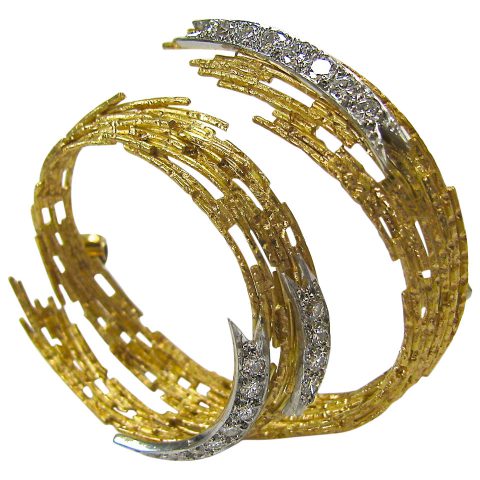 Andrew Grima Diamond Gold Brooch 1968