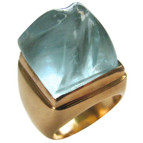 Heraldo Burle Marx Aquamarine Gold Cocktail Ring