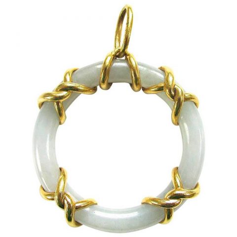 1970s Jade Gold Pendant