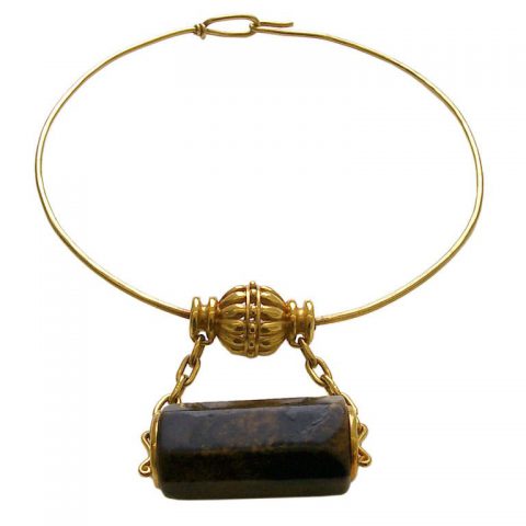 A 22k Gold and Archaic Jade Necklace by Helen Woodhull, 1971
