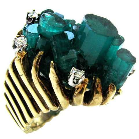 A Gold, Emerald and Diamond Ring, c1960