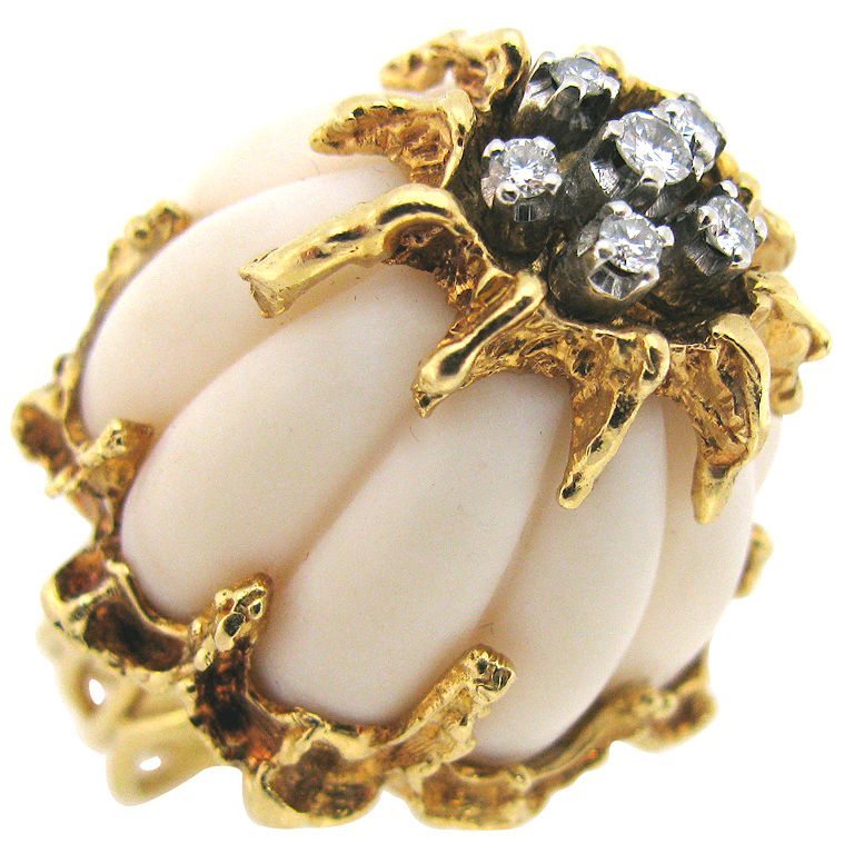 A Gold, White Coral and Diamond Ring circa 1960 - Kimberly Klosterman ...
