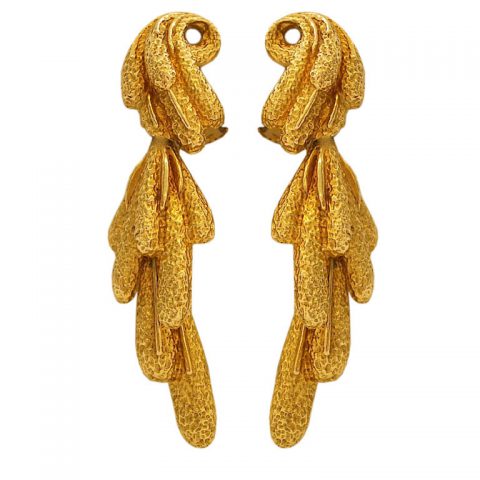 A Pair of Gold Earrings, signed, circa 1960
