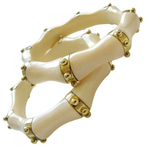 A Pair of Gold and Ivory Bangle Bracelets
