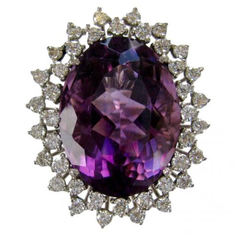 Amethyst and Diamond Cocktail Ring 50 Carat Circa 1960