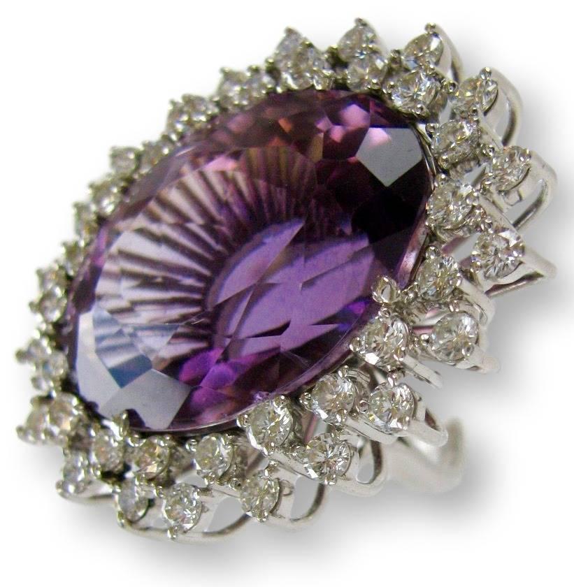 Amethyst and Diamond Cocktail Ring 50 Carat Circa 1960 - Kimberly ...