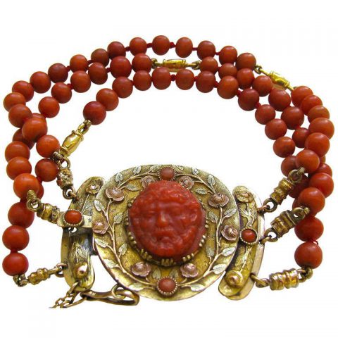 An Antique Gold and Coral Bracelet