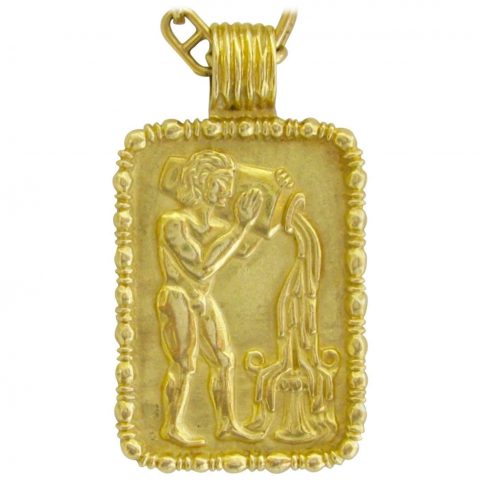 Fred of Paris Aquarius Zodiac Pendant Circa 1970