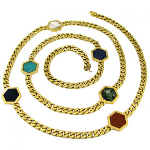 BULGARI , A Gold and Hardstone Longchain