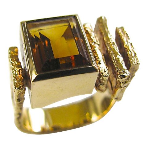 Ole Lynggaard Citrine Modernist Ring Circa 1970