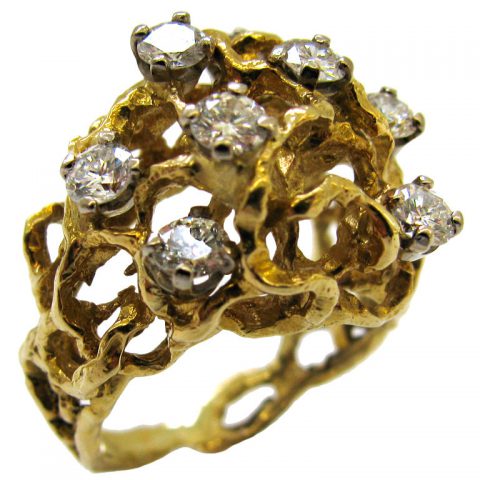 Diamond and Gold Bombe Ring
