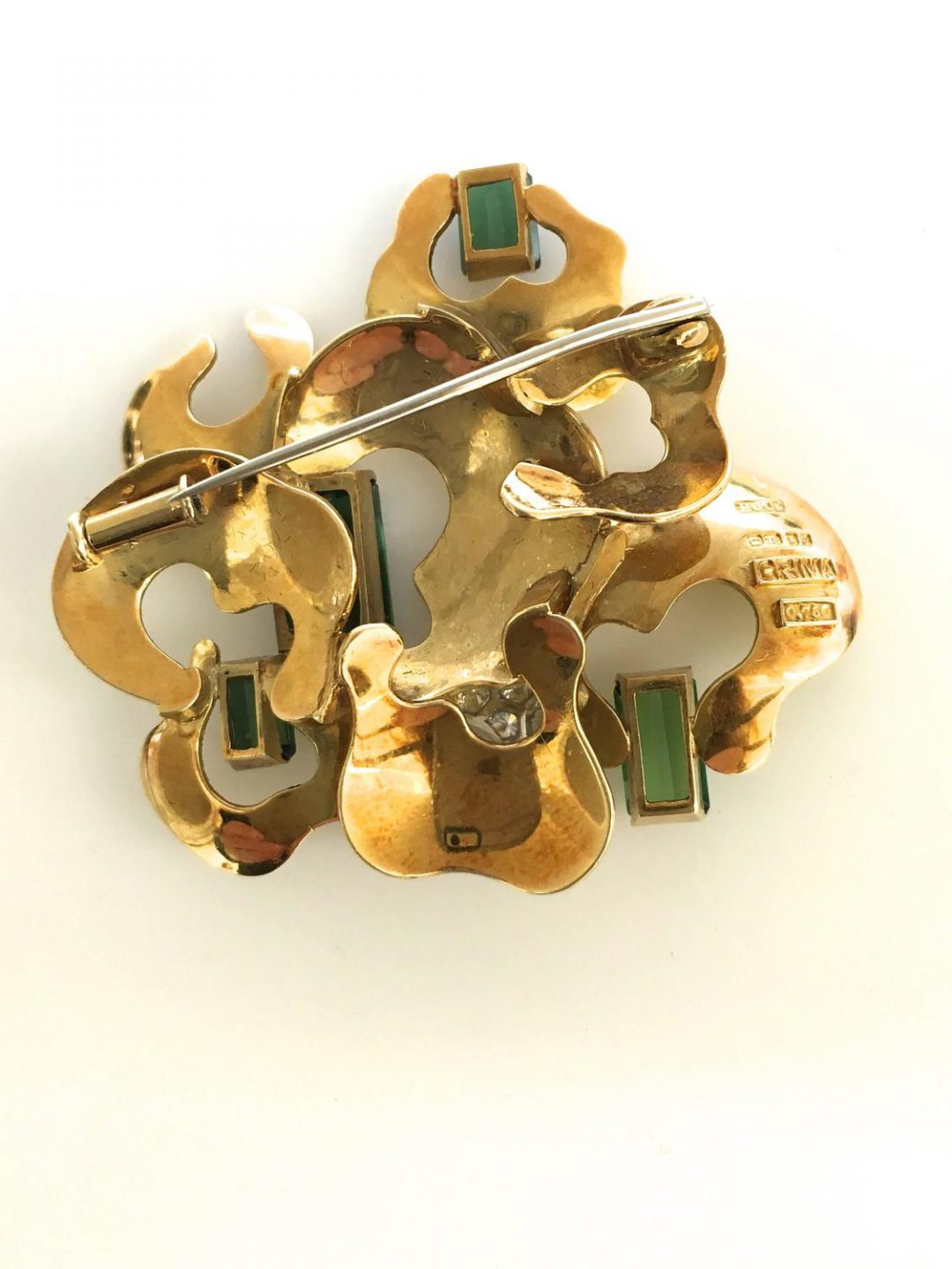 Andrew Grima Diamond and Tourmaline Brooch 1970 - Image 4