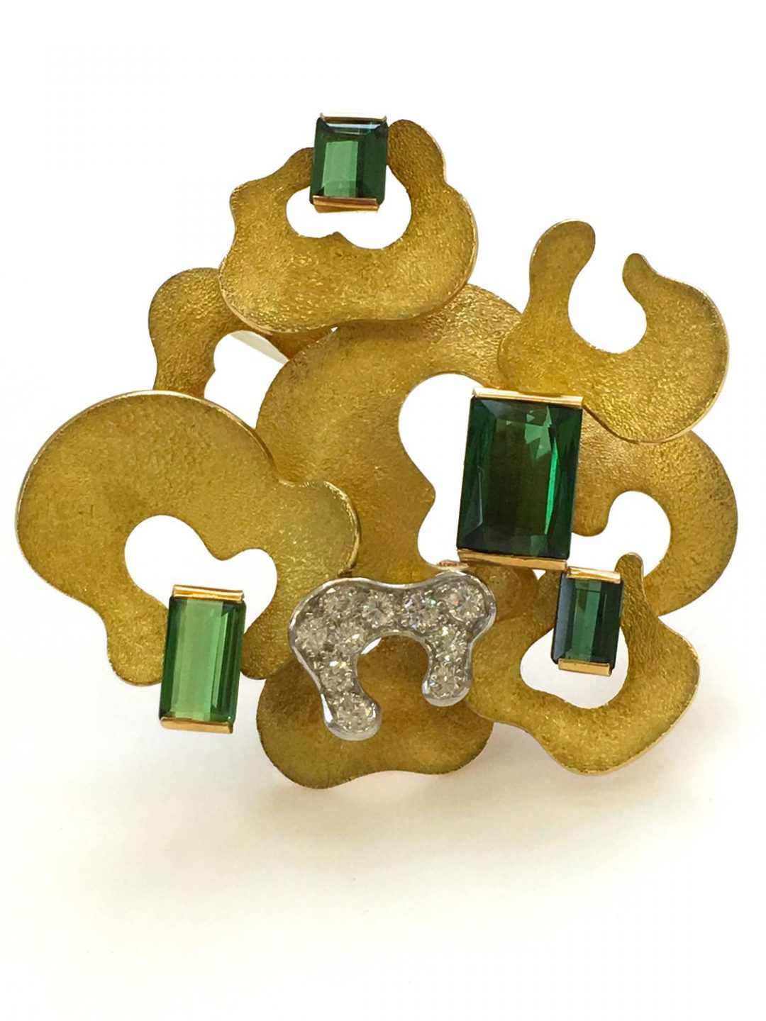 Andrew Grima Diamond and Tourmaline Brooch 1970 - Image 5