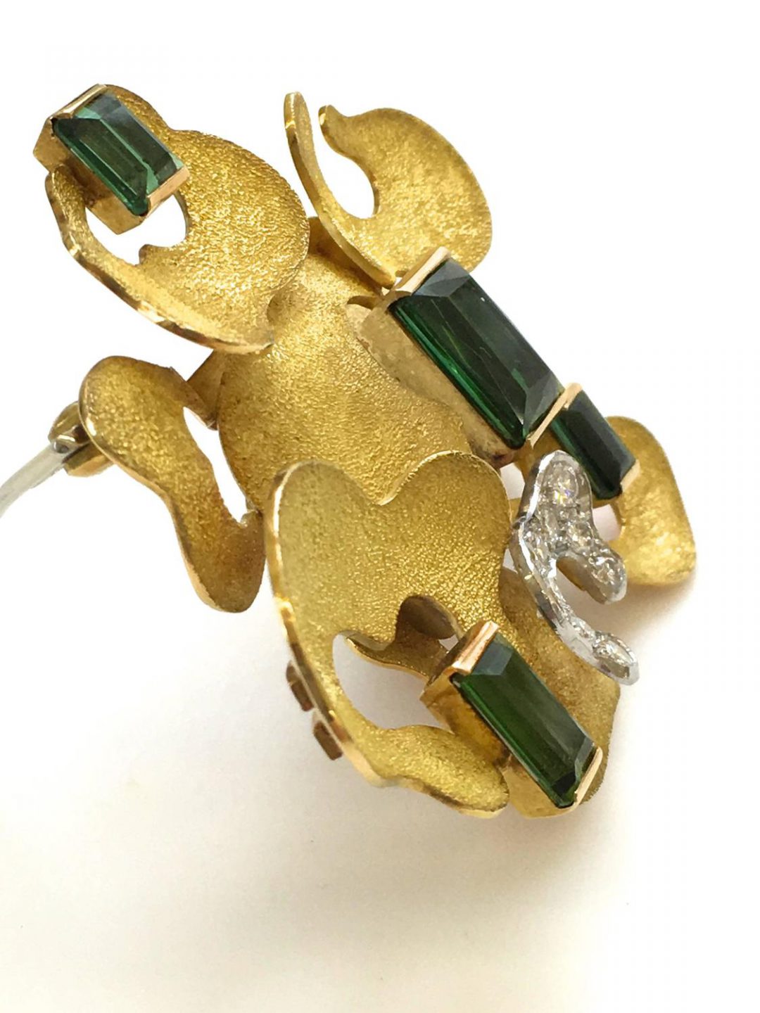 Andrew Grima Diamond and Tourmaline Brooch 1970 - Image 3
