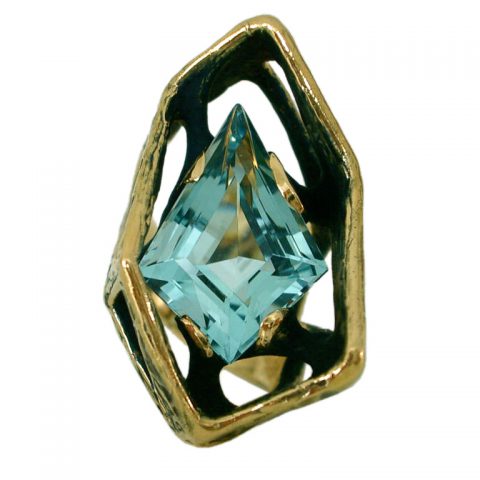 Gold and Aquamarine Ring by Grabowski c1960