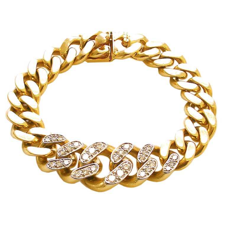 Gold and Diamond Link Reversible Bracelet by Cartier c1960 - Kimberly ...