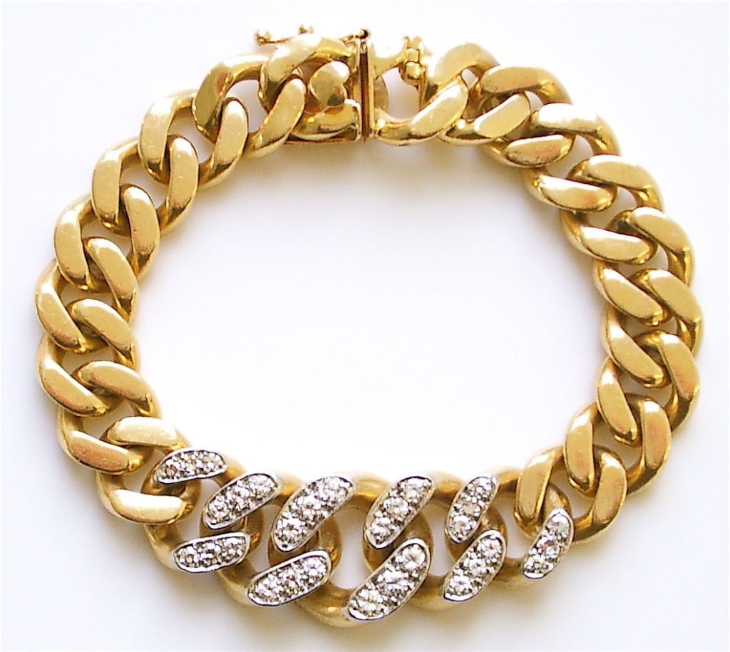 Gold and Diamond Link Reversible Bracelet by Cartier c1960 ...