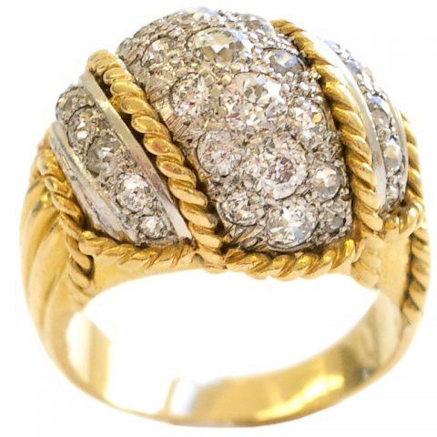 Gold and Diamond Ring Signed