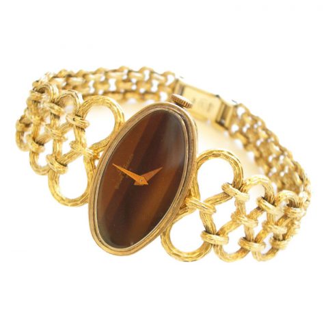 Gold and Tiger's Eye Watch by Baume and Mercier c1960