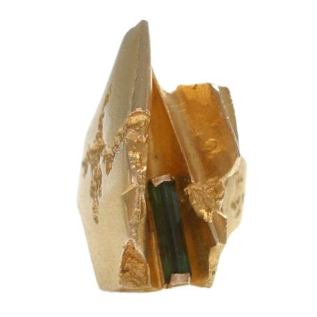 Gold and Tourmaline Ring by B. Weckstrom for Lapponia,1974