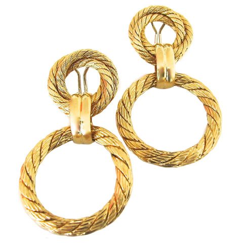 Gold Doorknocker Earrings Circa 1960