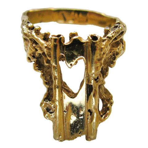 Barbara Anton Gold Heart Ring circa 1970