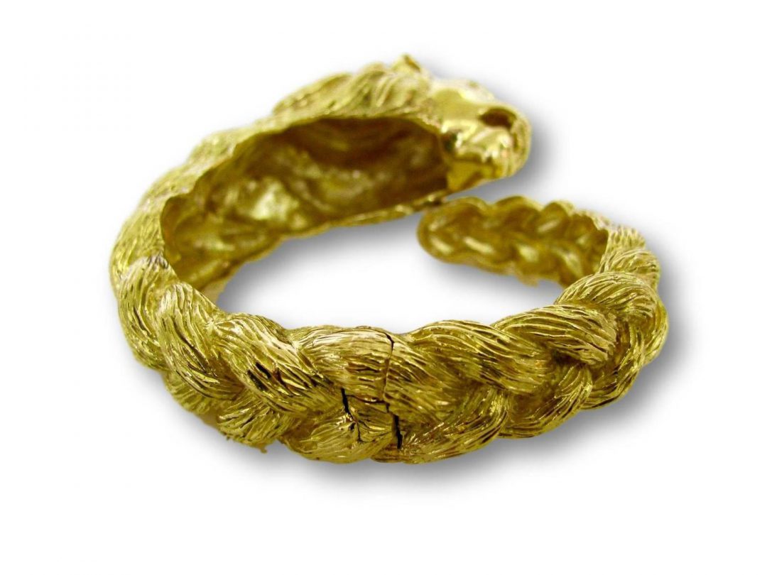 Gold Lion Head Zodiac Bangle Bracelet Circa 1970 - Image 7