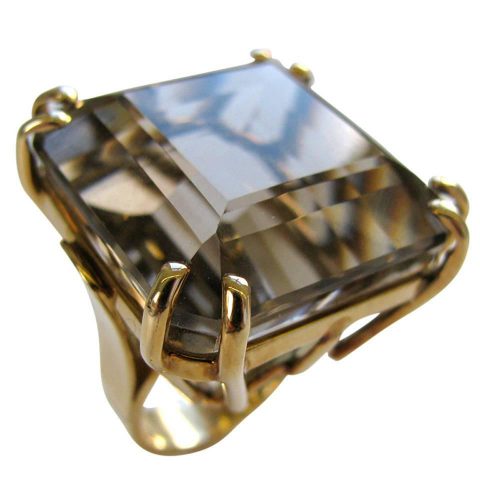 A Gold and Smokey Quartz Retro Ring c1945
