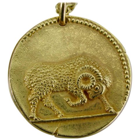 Van Cleef & Arpels Gold Zodiac Aries Necklace French Circa 1970
