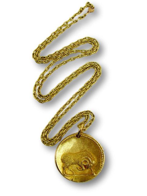 Van Cleef & Arpels Gold Zodiac Aries Necklace French Circa 1970 ...
