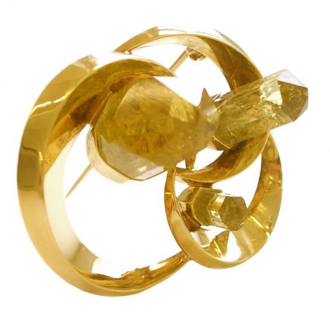 Gold and Beryl Crystal Brooch, Dutch, c1970