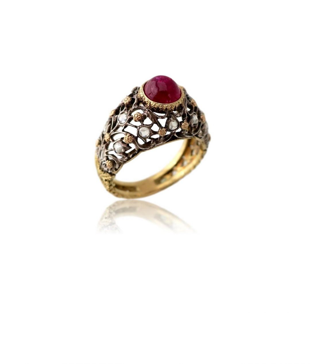 Buccellti Gold and Diamond Ruby Ring Circa 1960 - Image 3