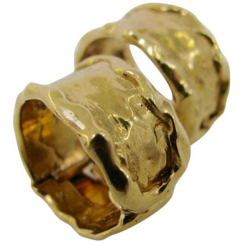 1970s Van Cleef and Arpels Hammered Gold Earrings