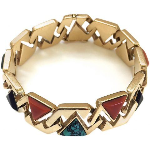 Hardstone Reversible Link Bracelet c1970