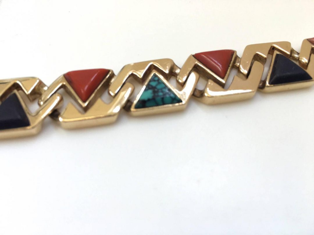 Hardstone Reversible Link Bracelet c1970 - Image 2