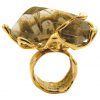 LUCIFER VIR HONESTUS A Massive Gold and Rutilated Quartz Ring
