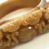 Natural Color Butterscotch Jade Carved Bangle - Image 3