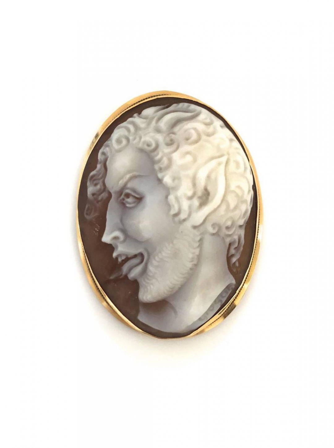 Gold and Shell Satyr Cameo Pendant/Brooch - Image 4