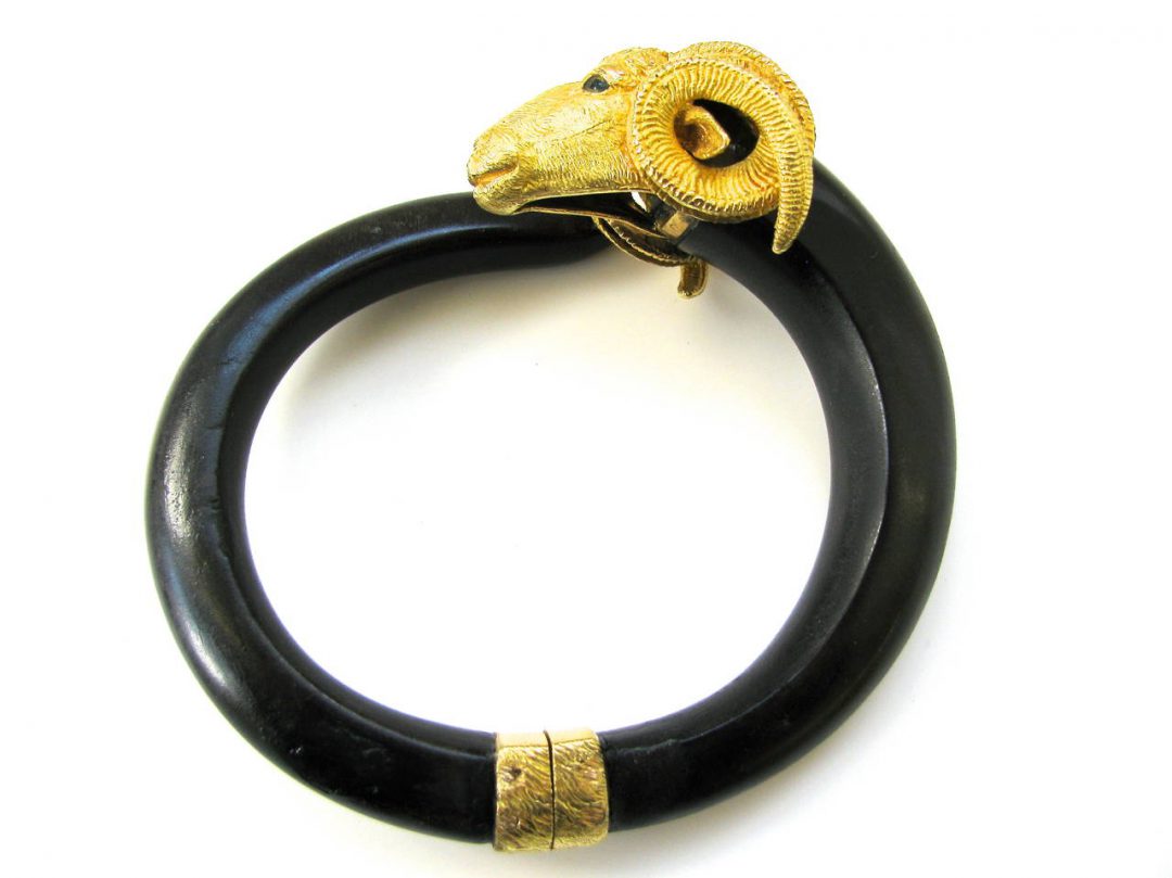 1970s Gay Freres Rams Head and Horn Bracelet - Image 2