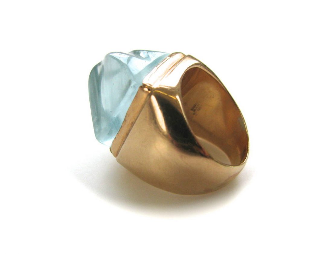 Heraldo Burle Marx Aquamarine Gold Cocktail Ring - Image 4