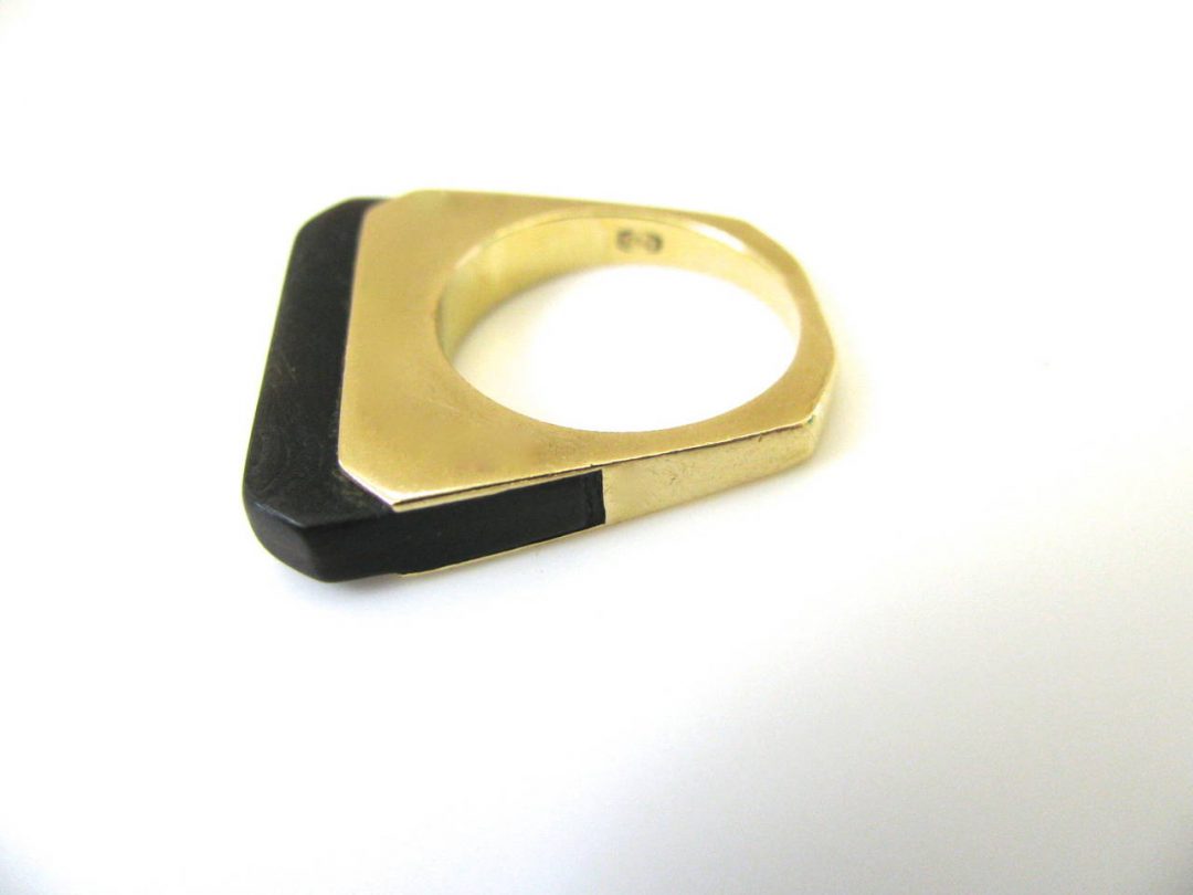 Wood and Gold Ring Circa 1970 - Image 4