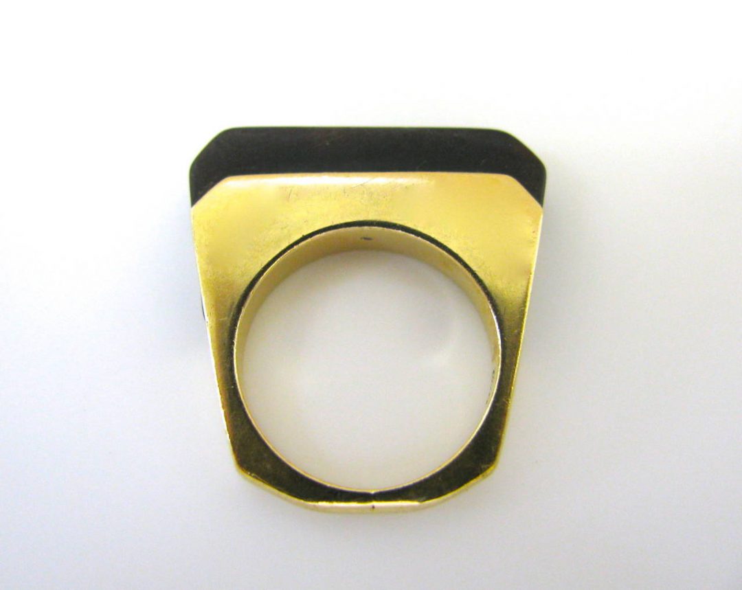 Wood and Gold Ring Circa 1970 - Image 2